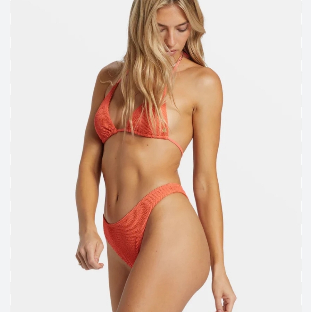 billabong xs crochet neon orange bikini